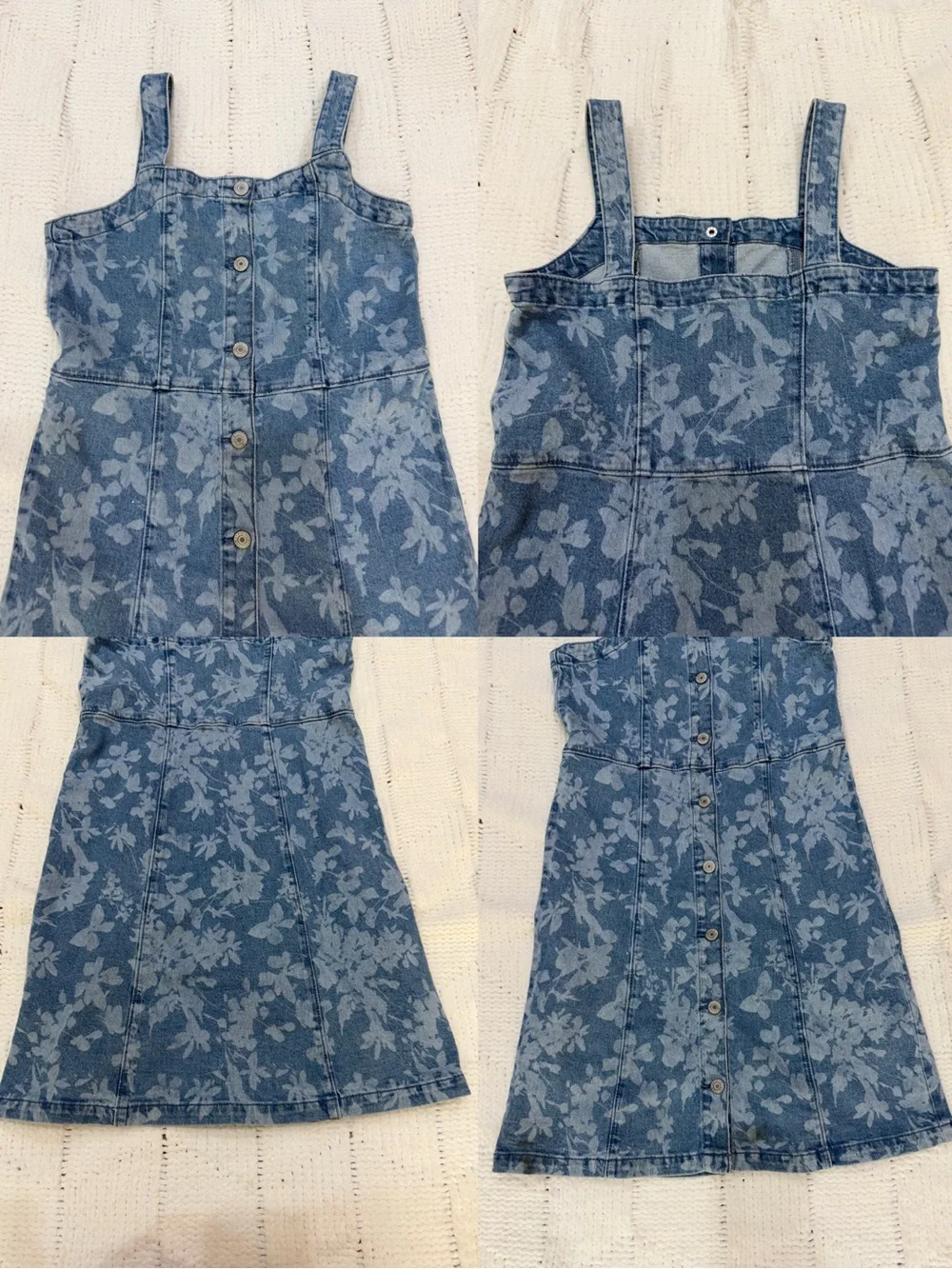GAP Kids Floral Denim Button Front Dress Blue XXL 14-16 Sleeveless